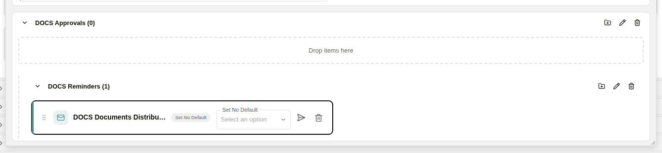 An email template group holding a subgroup with one template in it