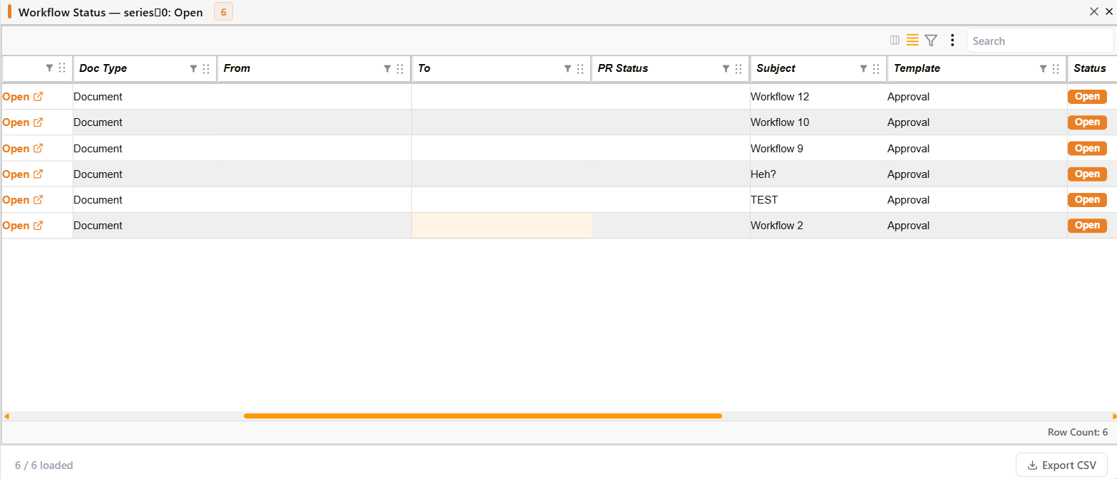 Dialog showing underlying data rows in a searchable paginated grid after clicking a chart data point