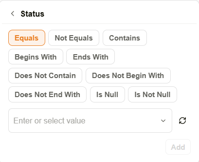 Inbox filter panel showing the Reload options button