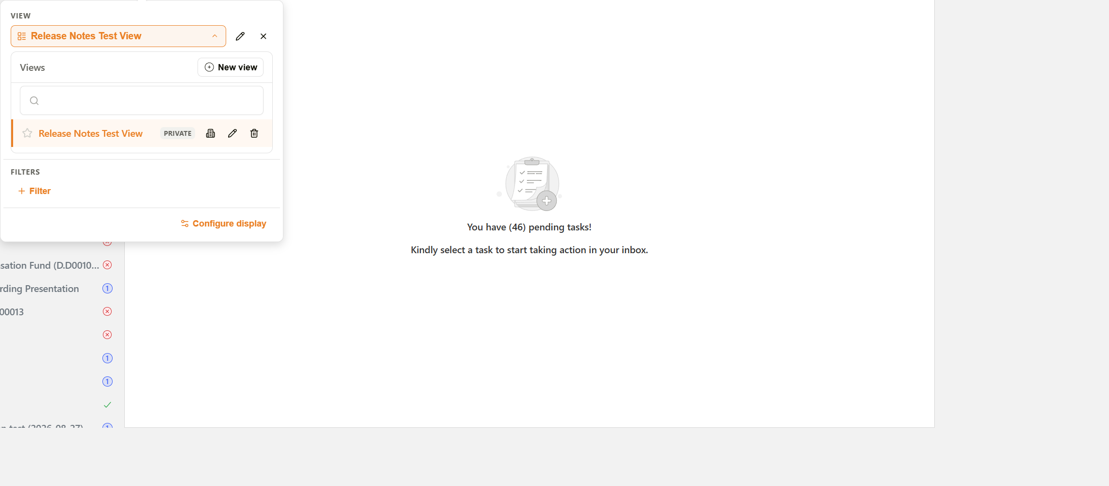 Inbox Views panel showing the company default control