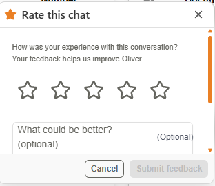 Rate this chat dialog with star rating
