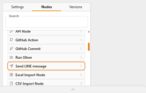 Workflow builder Tools & Tasks palette showing the Send LINE message node