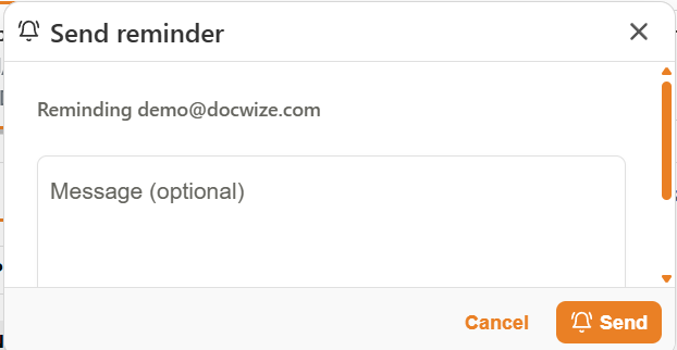 Send reminder dialog with an optional message field