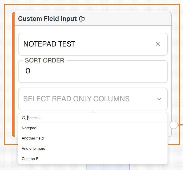 Hidden and read-only fields in workflow step configuration