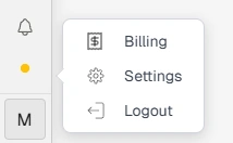 Billing option in the login menu