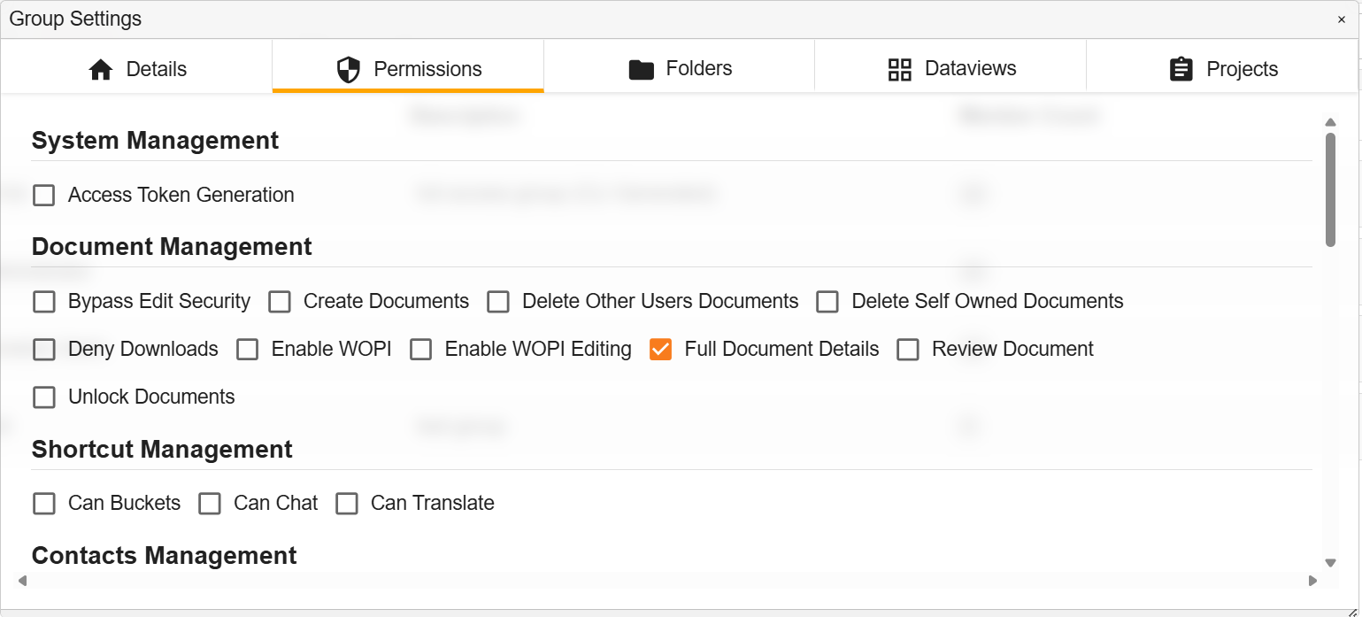 Admin Console Permissions Page