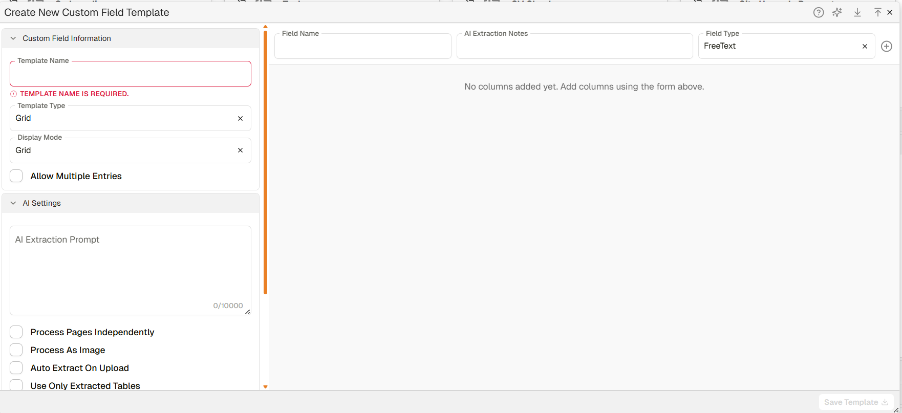 Template editor
