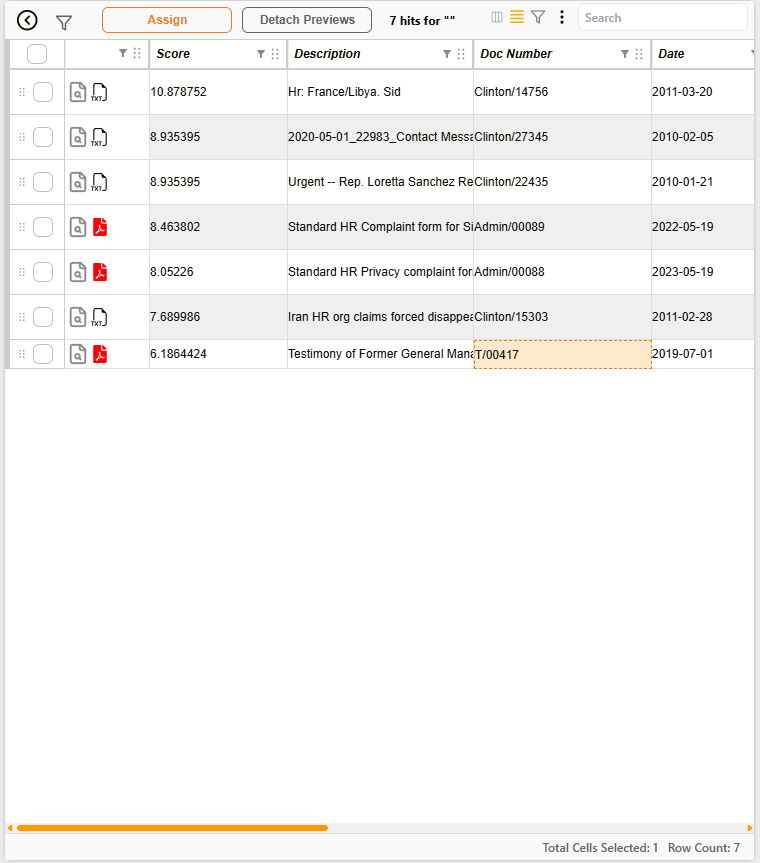 Results Preview section showing document search hits