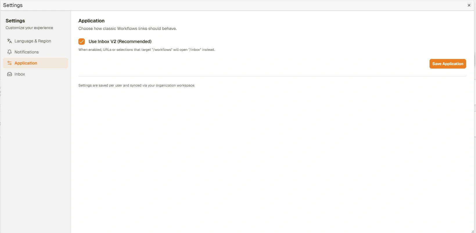 User Settings Dialog