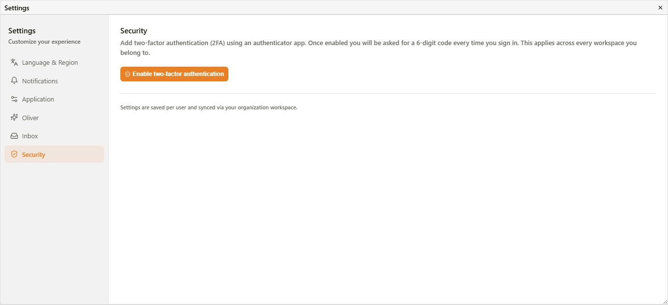 User Settings Dialog