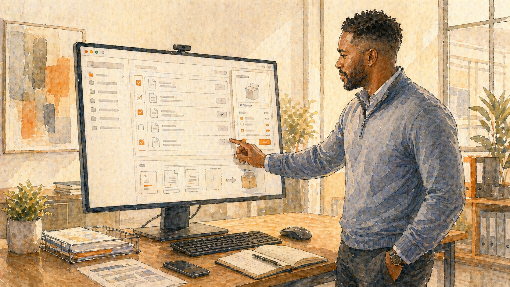 User preparing a document export package