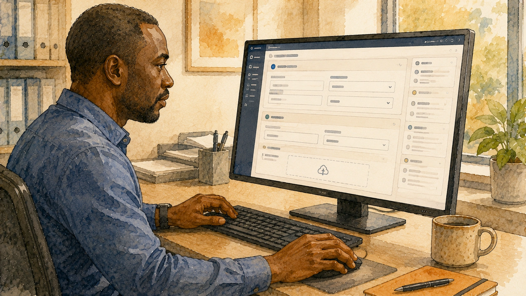 User completing a structured records form in Docwize