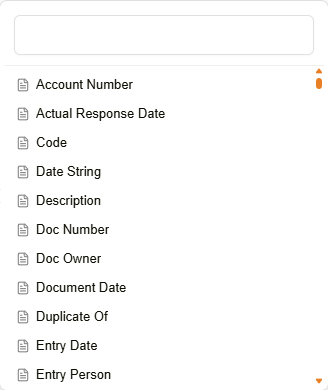 Filter field selection list