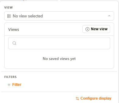 Views and filters panel