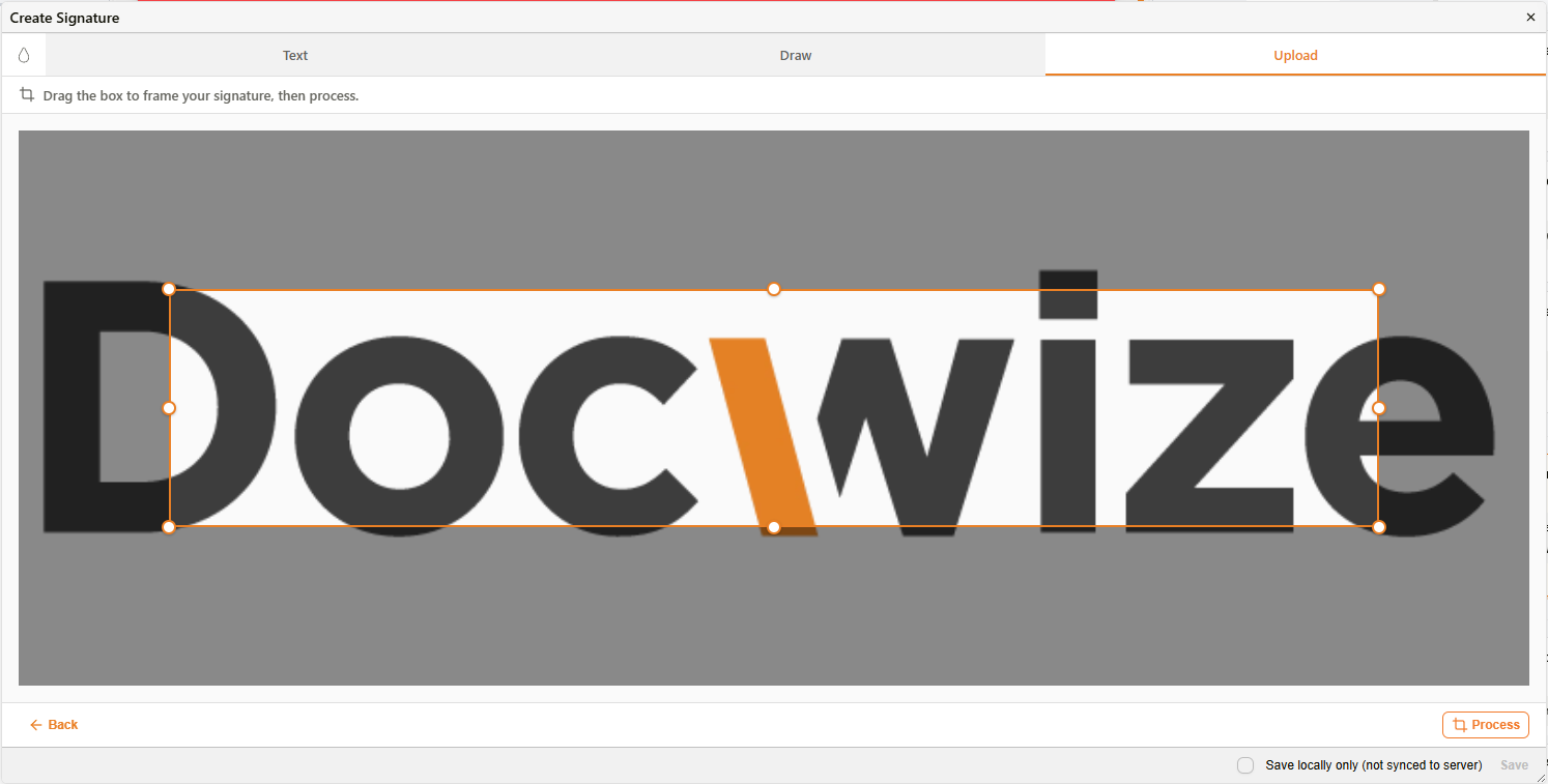 Cropping an uploaded signature image