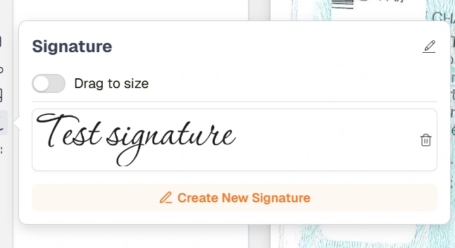 Signature Panel