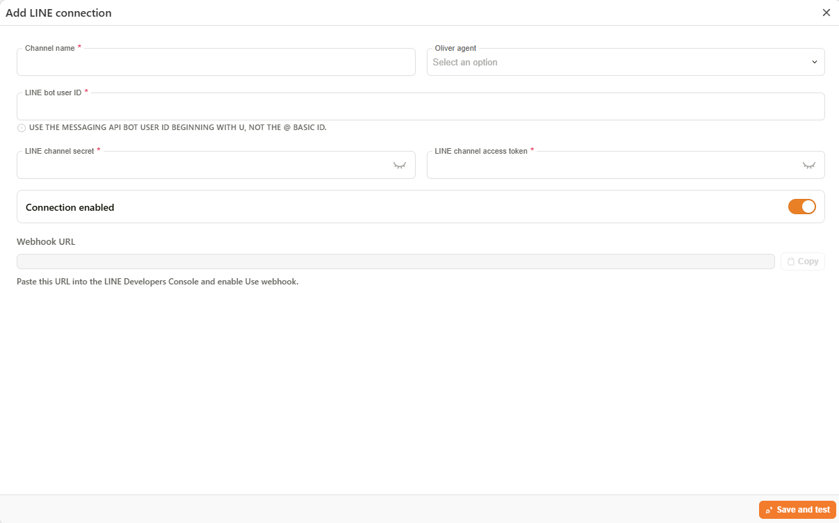 Add LINE connection dialog