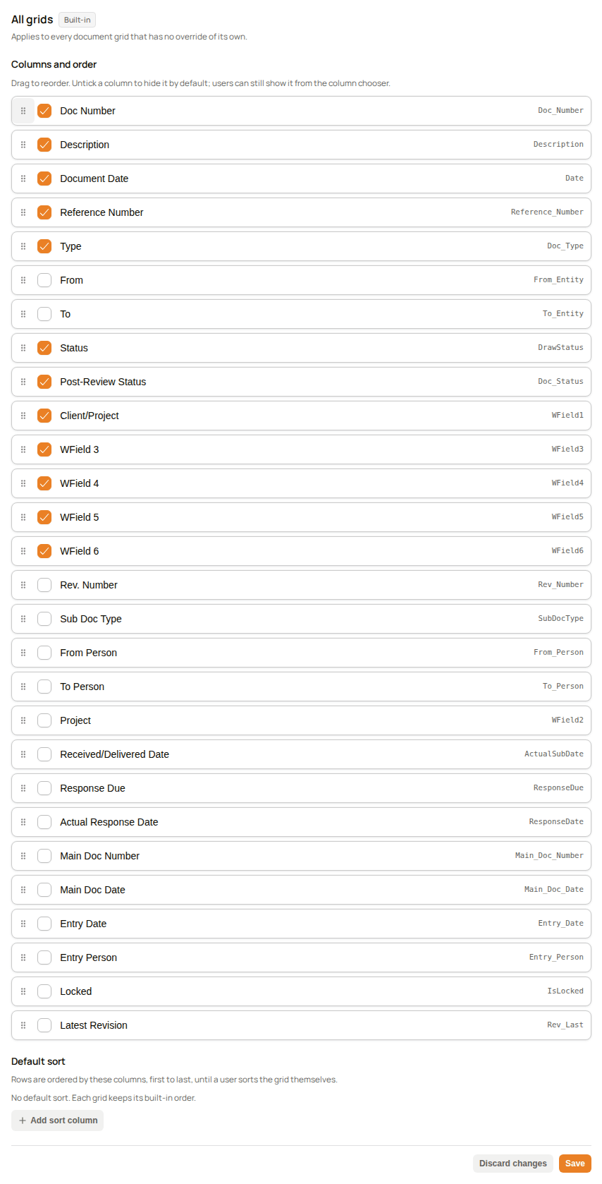 The editor for All grids with From and To unticked and Doc Number moved above Description, before Save