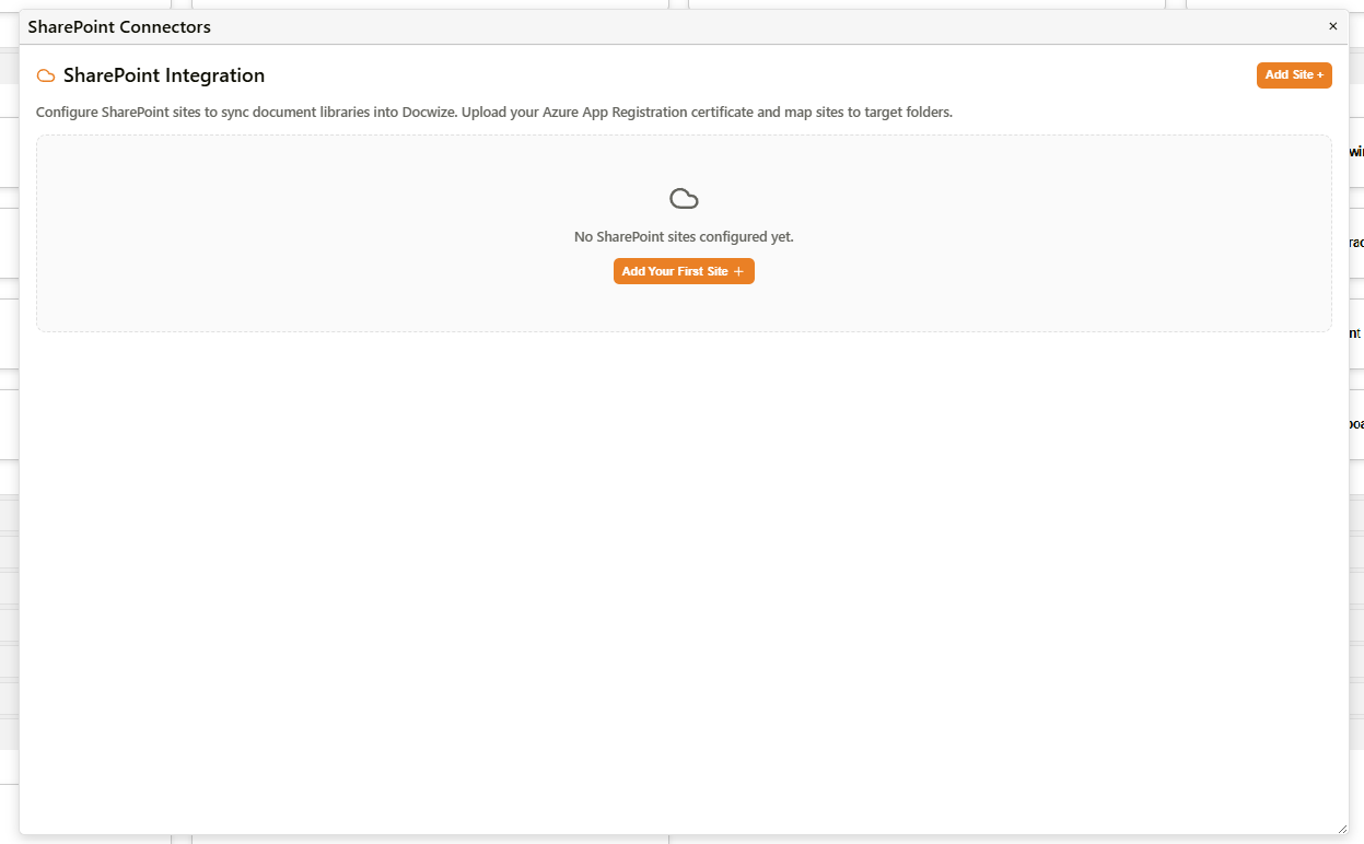 SharePoint Connectors panel