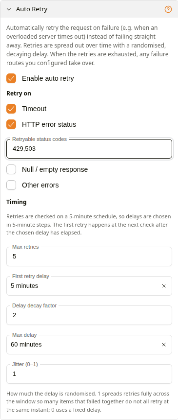 API Node Auto Retry settings