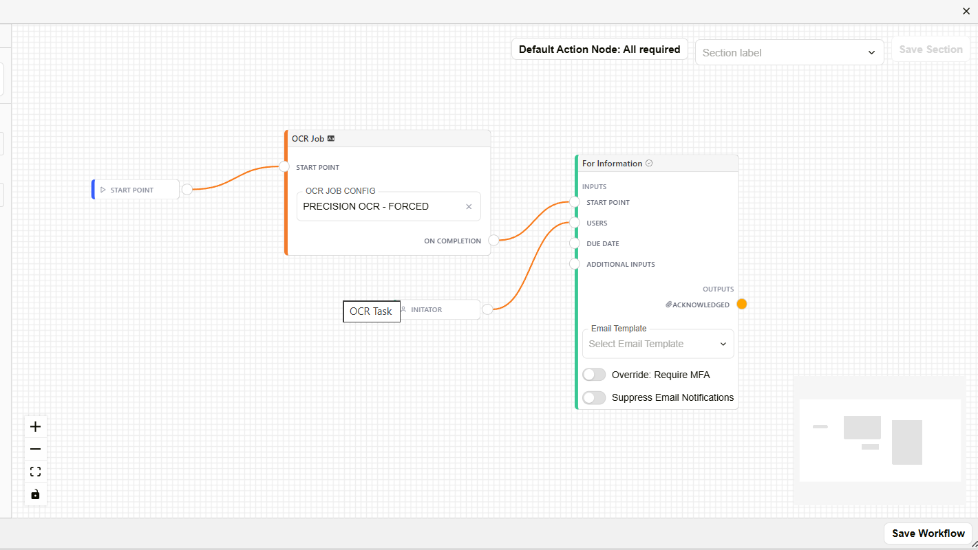 Action Request node on the canvas