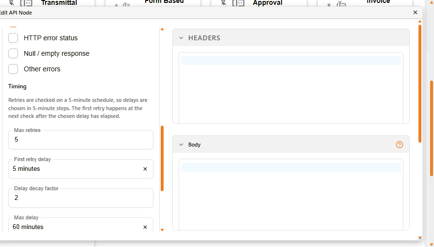 API Node Auto Retry settings