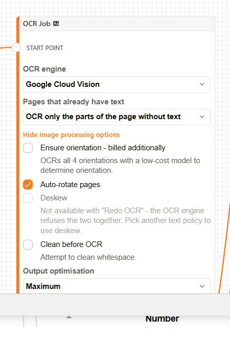 OCR Task Node settings